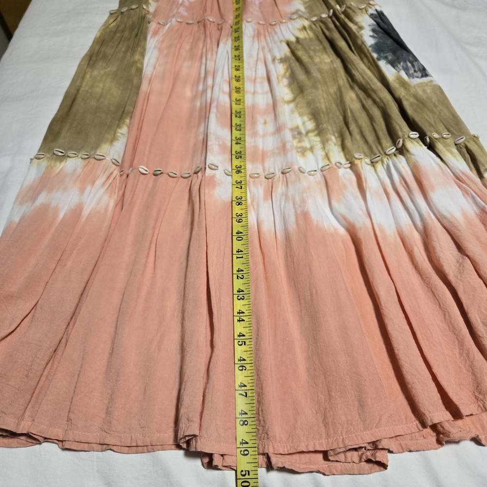 de mil amores Boho Tie-Dye Strapless Maxi Dress with conchas, Pink, One Size - Picture 12 of 16